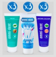 Emag XXL vhodn balen 9x zubn pasta Emmi-dent Fresh, Natur, Whitening 9Ks