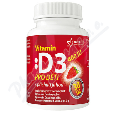 Vitamn D3 400IU pro dti jahoda tbl.30