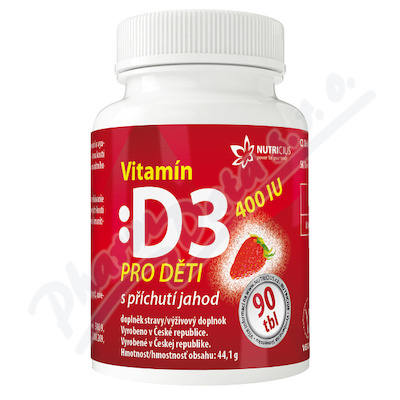 Vitamn D3 400IU pro dti jahoda tbl.90