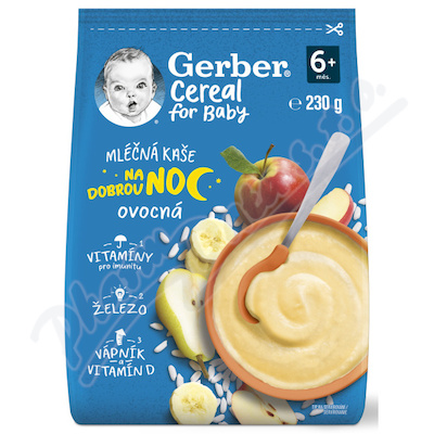 Gerber Cereal Ml.kae na dobr.noc ovocn 230g 6M+